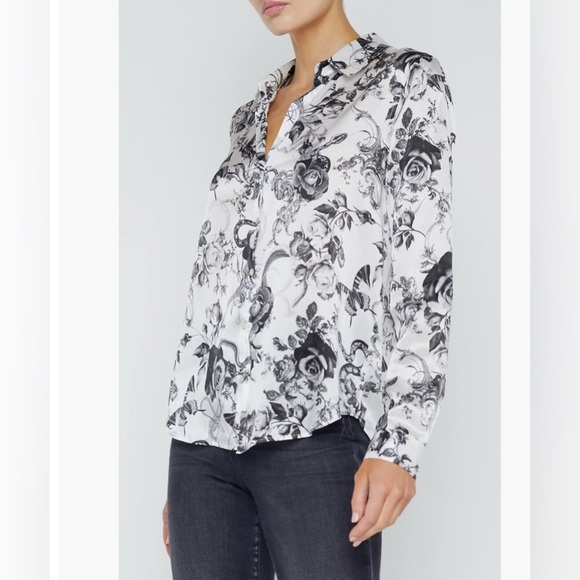 L'AGENCE Tyler Floral Print Woven Silk Shirt - Picture 4 of 12